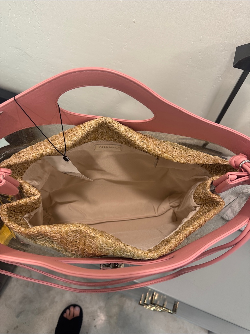 💋Chanel Pink PVC and Straw Tote Bag - Picture 5 of 7